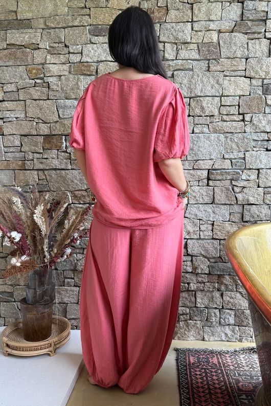 Randles Puff Sleeve Blouse Rhubarb Rose